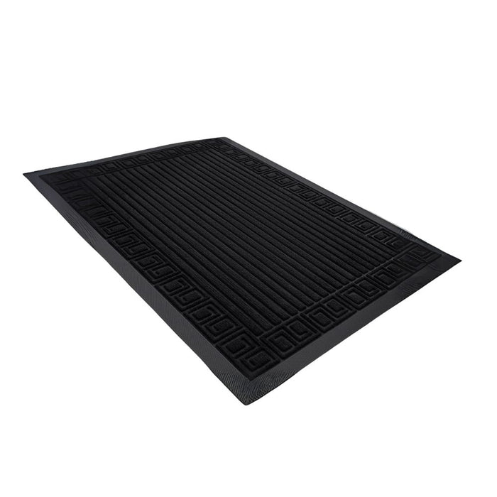 Anyhouz Doormat Black Rubber Frame Stripes Non Slip Dirt Trap Water Absorbing Mat