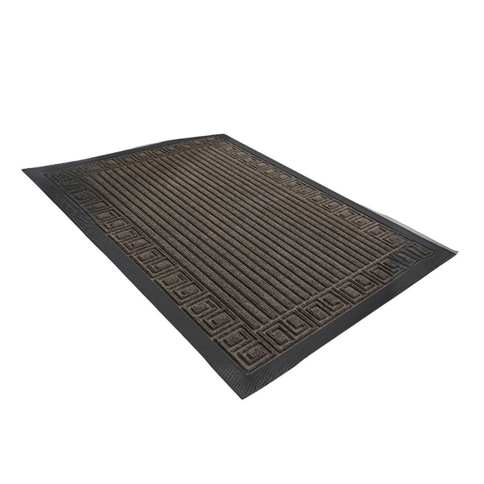 Anyhouz Doormat Brown Rubber Frame Stripes Non Slip Dirt Trap Water Absorbing Mat