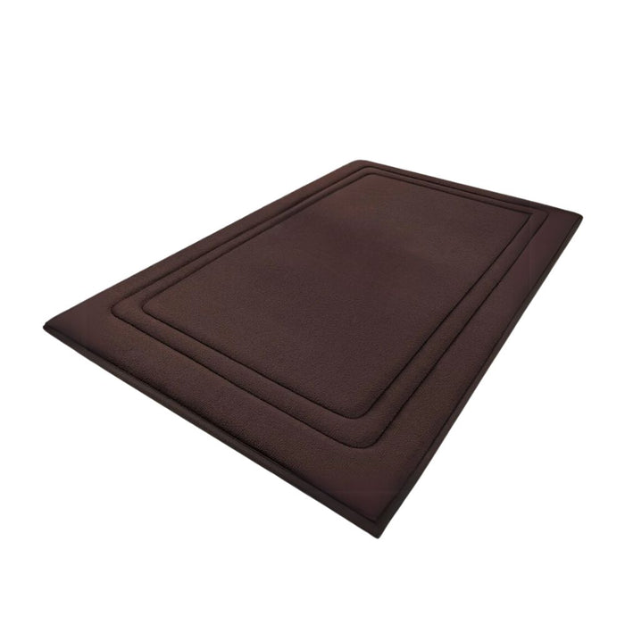 Anyhouz Doormat Coffee Brown  Double Frame Memory Foam Non Slip Dirt Trap Water Absorbing Mat