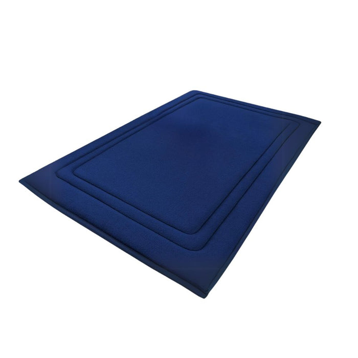 Anyhouz Doormat Navy Blue Double Frame Memory Foam Non Slip Dirt Trap Water Absorbing Mat