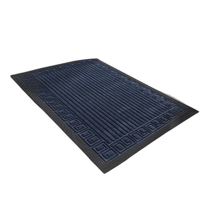 Anyhouz Doormat Navy Blue Rubber Frame Stripes Non Slip Dirt Trap Water Absorbing Mat