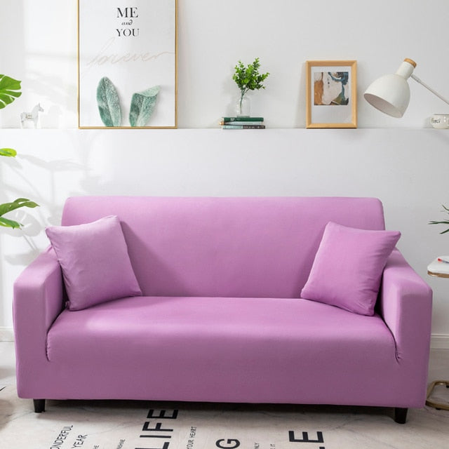 Anyhouz 1 Seater Sofa Cover Plain Light Purple Style and Protection For Living Room Sofa Chair Elastic Stretchable Slipcover