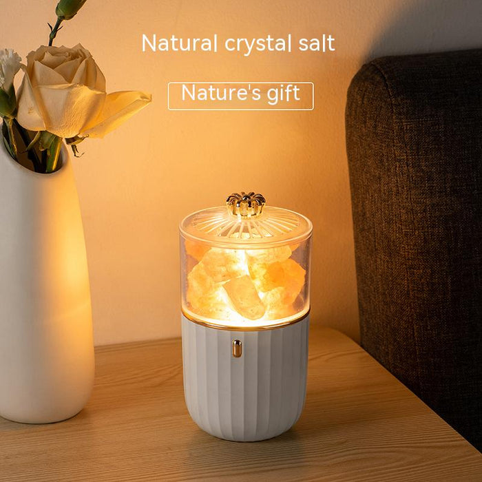 Anyhouz Luxury Lamp Himalayan Salt Blue Vase Aromatherapy Home Decor Wireless Rechargeable Table Accents for Bedroom Hotel Living Room