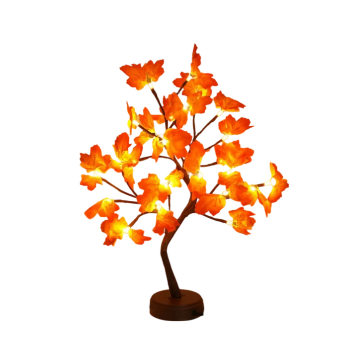 Anyhouz Table Lamp Faux Leaves 24 LED Bonsai Tree Desk Light USB Rechargeable For Living Room