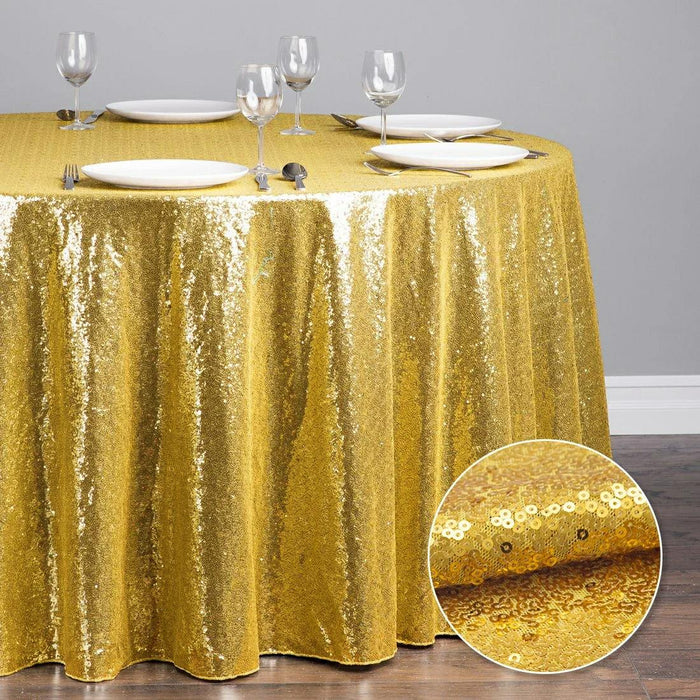 Anyhouz Tablecloth Gold Round Sequin Glitter Table Cover Home Party Decoration