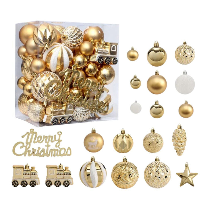 Anyhouz Christmas Tree Balls 65PC Set Holiday Hanging Decoration Ornaments