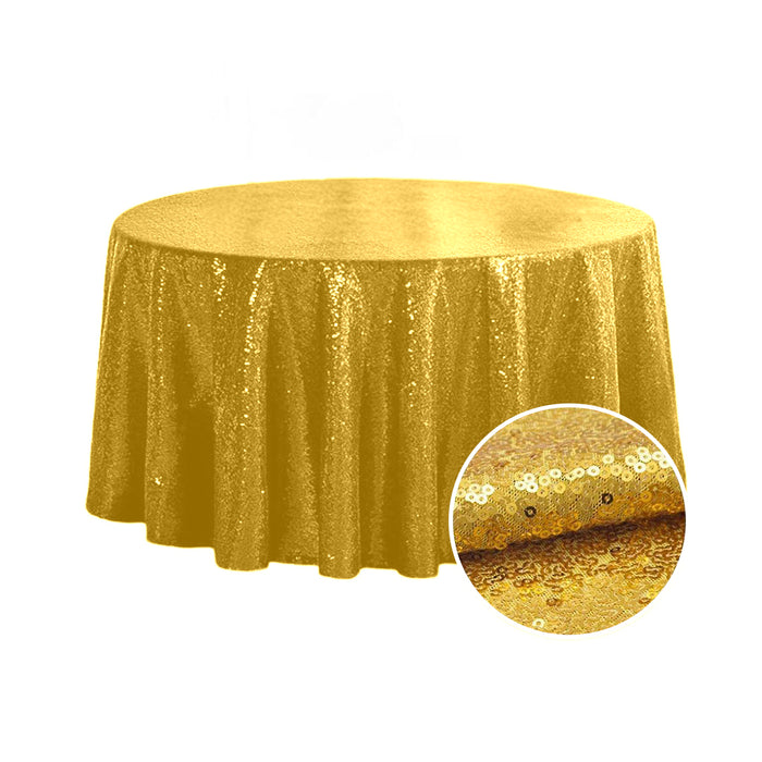 Anyhouz Tablecloth Gold Round Sequin Glitter Table Cover Home Party Decoration