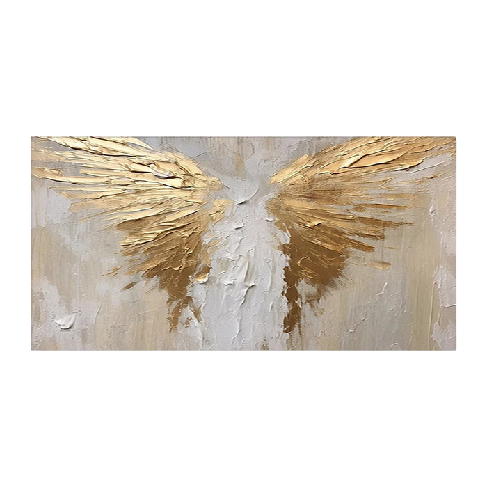 Anyhouz Canvas Art Hand Painted Golden Wings Contemporary Wall Artwork For Living Room