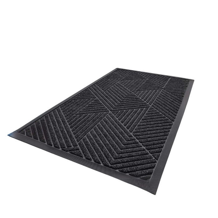 Anyhouz Doormat Gray Geometric Rubber Non Slip Dirt Trap Absorbent Mat