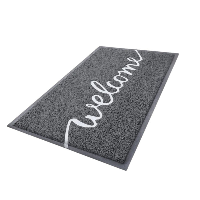 Anyhouz Doormat Grey Welcome Lettered  PVC Non Slip Rubber Dirt Trap Washable Mat