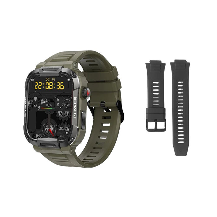 Anyco Smartwatch Green With 1Pc Free Silica Gel Band Waterproof GPS Bluetooth Call Fitness Tracker Military Wristwatch