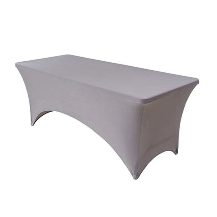 Anyhouz Tablecloth Grey Stretch Spandex Rectangle Fitted Table Cover Home Party Decoration