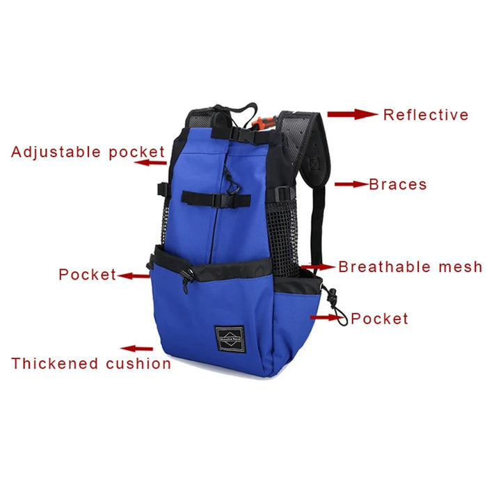 Anywags Pet Carrier Medium Blue Travel Riding Driving Pet Backpack for Medium to Large Dogs with Pockets for Pet Supplies