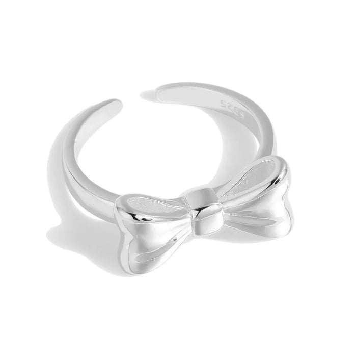 Anyco Ring Double Layered Bowknot Hypoallergenic Adjustable Silver Plated 925 Sterling Silver Pearl Rings Jewelry Women