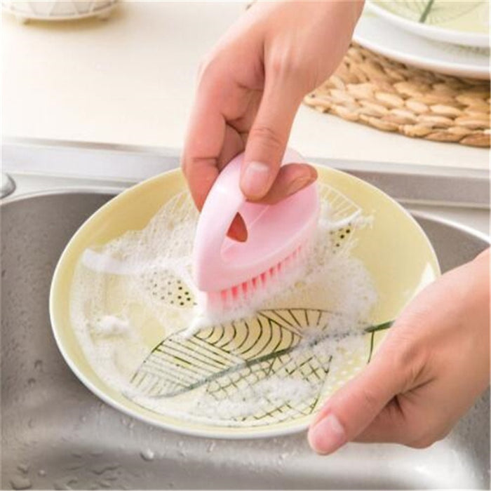 Anyhouz Laundry Brush Pink Multi-Functional Cleaning Washing Flexible Scrub for Bathroom or Kitchen