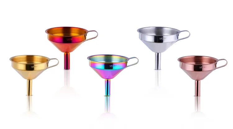 AnyGleam Funnel with Detachable Strainer 2Pcs Stainless Steel with Wide Cone Mouth Funnel for Small Can Jar Kitchen Utensil