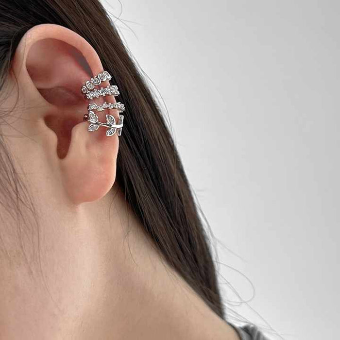 Anyco Earrings 925 Silver Cartilage Peircing Rhinestone Hoop Fashion Stylish Accessories