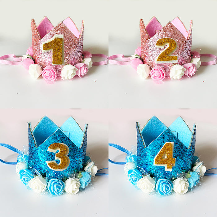 Anyparty Party Hat Pink Number Rose Flower Crown Headband