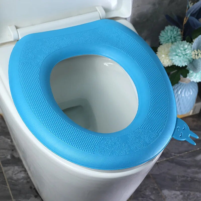 Anyhouz Toilet Seat Cover Blue Washable Mat Pad Cushion O-shape Toilet Seat Toilet  Accessories