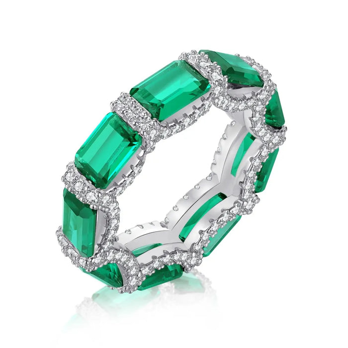 Anyco Ring CZ 5A 925 Sterling Silver Green Diamond Wedding Ring Eternity Bands Engagement Rings Women Wholesale Jewelry