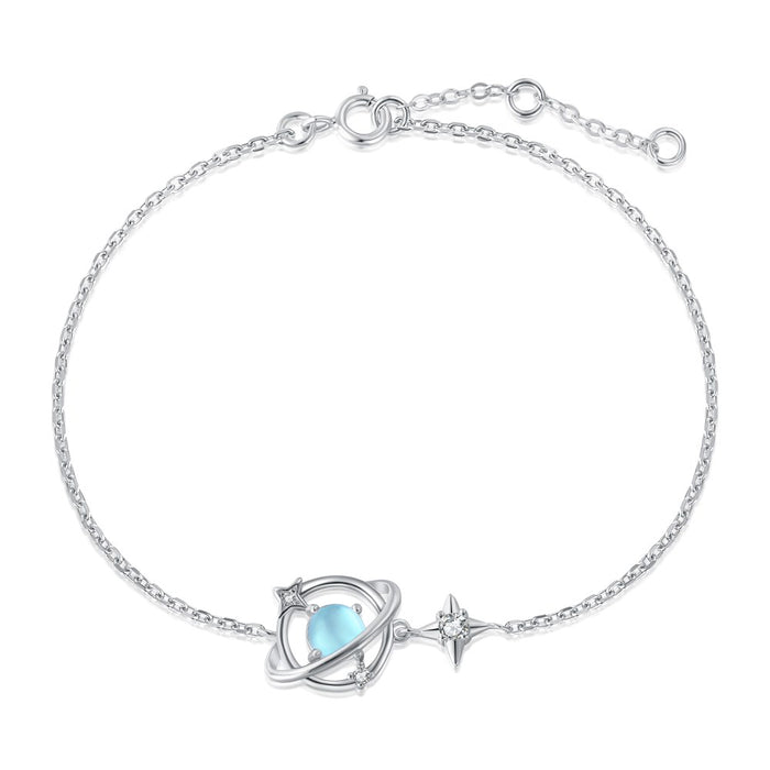 Anyco Bracelet Sterling Silver Rotating Planet Star Bracelet 5A Cubic Zirconia Link Chain Tennis Bracelets