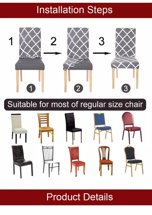 Anyhouz Chair Cover Light Grey Knitted Veins Design with Anti-Dirt and Elastic Material for Dining Room Kitchen Wedding Hotel Banquet Restaurant