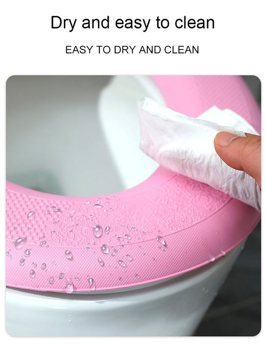 Anyhouz Toilet Seat Cover Pink Washable Mat Pad Cushion O-shape Toilet Seat Toilet  Accessories