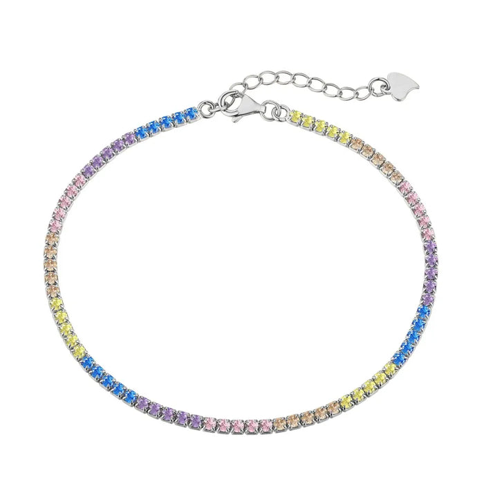 Anyco Bracelet Elegant Rainbow Color Cubic Zirconia Wholesale Fine Jewelry Bracelets Women S925 Sterling Silver Tennis Bracelet