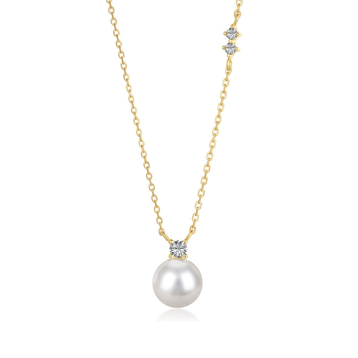 Anyco Necklace 925 Silver for Women Classic Pearl Pendant Chocker Cubic Zirconia 5A Gold Platting Jewelry