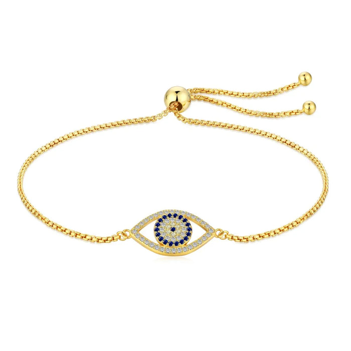 Anyco Bracelet Gold Plated Pulsera Adjustable Para Mujer Blue Eyes Bracelet Zircon Adjustable Bracelets For Women