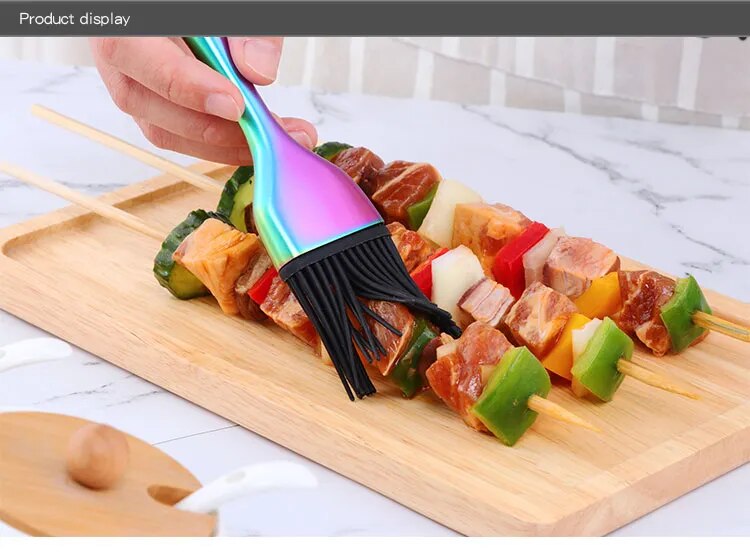 AnyGleam Brush Silver Stainless Steel Handle Oil for BBQ and Bread Basting Kitchen Utensils