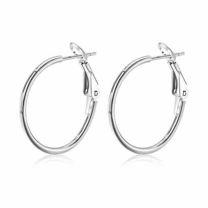 Anyco Earrings 925 Silver Plain Hoop Zirconia Stylish Accessories For Women