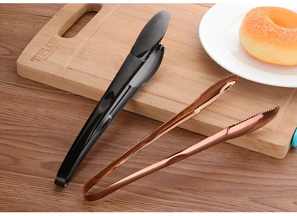 AnyGleam Tong Rose Gold 2Pcs Stainless Steel Clip Tableware for Salad, BBQ and Grill Party Accessory