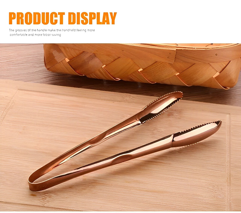 AnyGleam Tong Rose Gold 1pc Stainless Steel Clip Tableware for Salad, BBQ and Grill Party Accessory