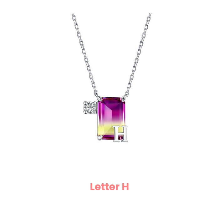 Anyco Necklace 925 Silver Purple Gradient Initial Pendant with Zircon 5A Gift Jewelry for Women