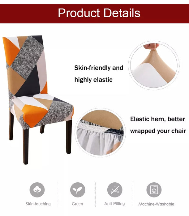 Anyhouz Chair Cover Orange Diamond Design with Anti-Dirt and Elastic Material for Dining Room Kitchen Wedding Hotel Banquet Restaurant