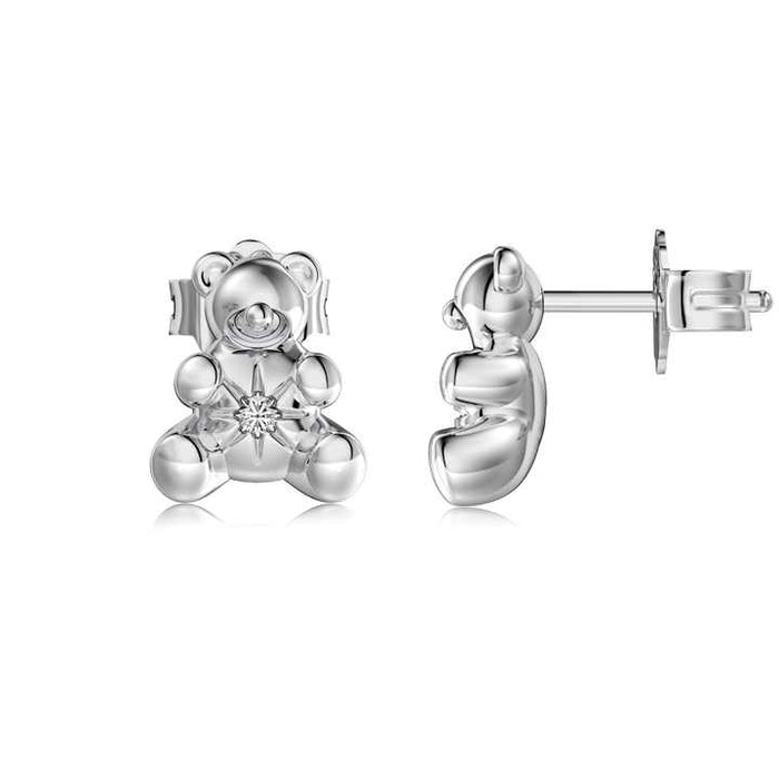 Anyco Earrings 925 Silver Teddy Bear Diamond Stud Fashion Stylish Accessories