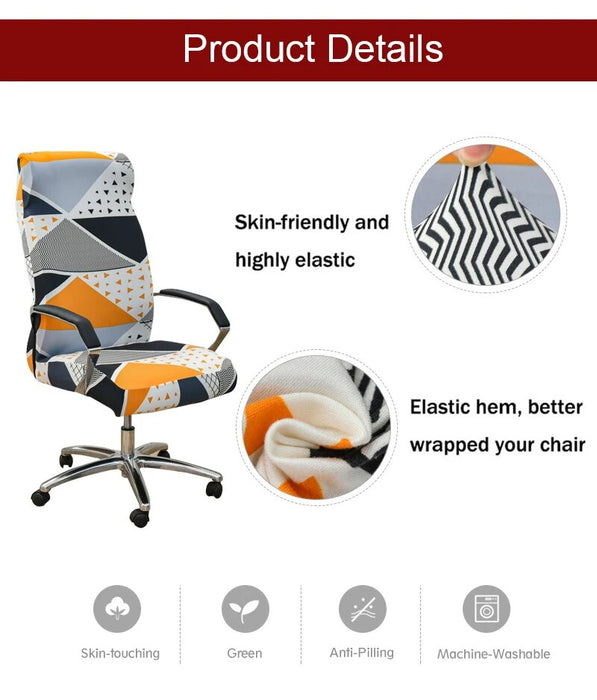 Anyhouz Office Chair Cover Black Dark Gray Pattern Medium Non-Slip Rotating Seat Case Universal Armrest Chair Protector