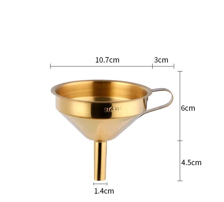 AnyGleam Funnel with Detachable Strainer 1Pc Rose Gold Stainless Steel with Wide Cone Mouth Funnel for Small Can Jar Kitchen Utensil