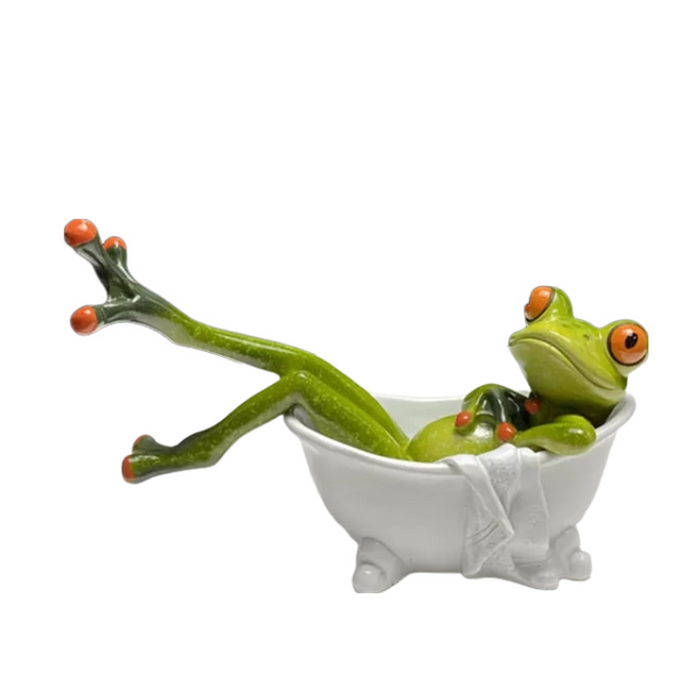 Anyhouz Home Figurine Nordic Bathtub Frog Resin for Living Room Desktop Decoration Accessories Gifts