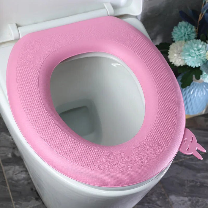 Anyhouz Toilet Seat Cover Pink Washable Mat Pad Cushion O-shape Toilet Seat Toilet  Accessories