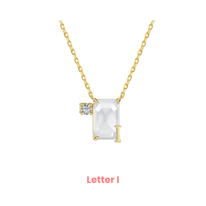 Anyco Necklace 925 Silver White Gradient Initial Pendant with Zircon 5A Gift Jewelry for Women