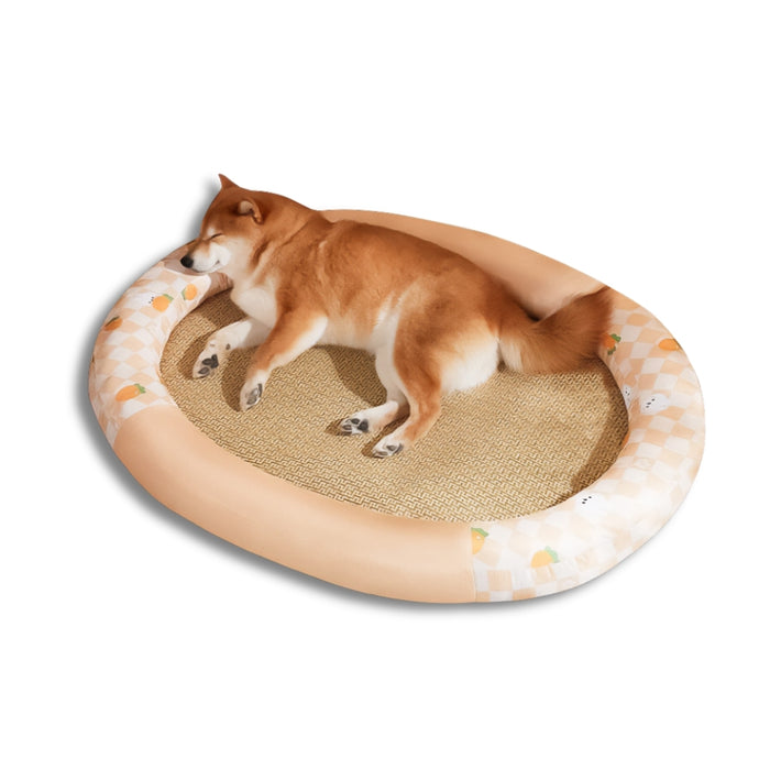 Anywags Pet Bed Orange Rabbit Rattan Cooling Mat Kitten Cushion Sofa