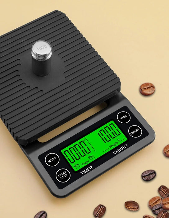 Anygleam Black Home Kitchen Timer Coffee Scale 5Kg Accurate Measure Electronic Portable Digital Display