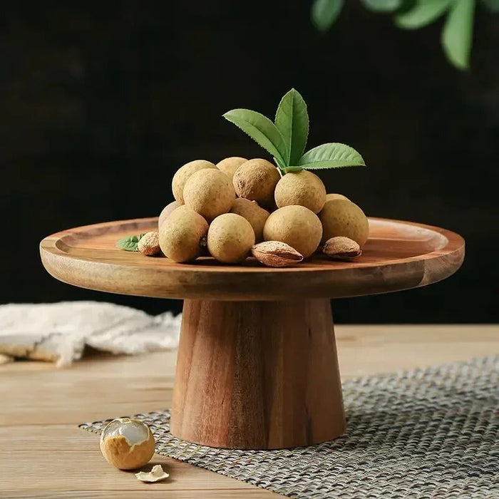 Anygleam Natural Wood Wooden Cake Stand Food Kitchen Tableware