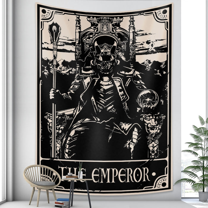 Anyhouz Tapestry Black Emperor 150X130 cm Tarot Card Psychedelic Scene Art Hippie Bohemian Decoration Sheets