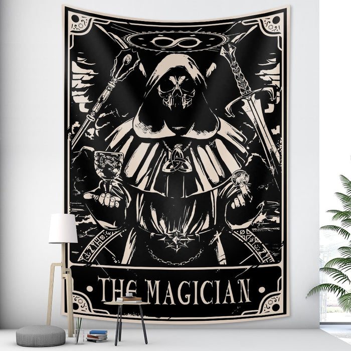 Anyhouz Tapestry Black Magician 200X150 cm Tarot Card Psychedelic Scene Art Hippie Bohemian Decoration Sheets