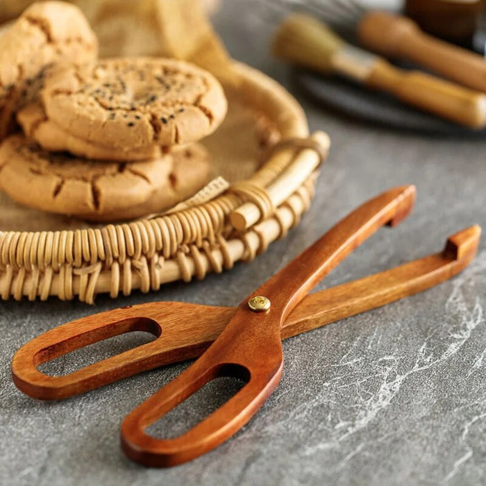 Anygleam  Brown Wooden Creative Scissor Food Kitchen Tableware