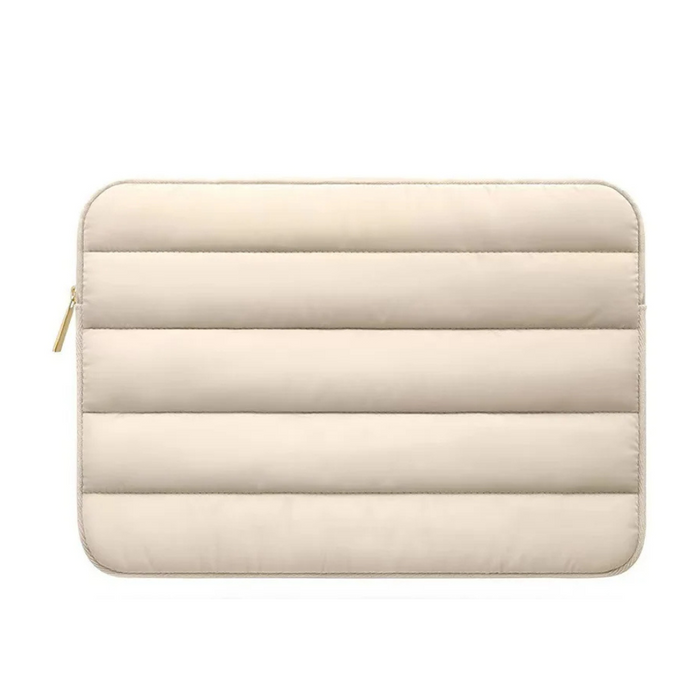 Anypack Laptop Handbag Beige Puffy Sleeve Case Multi Functional Compartments For Business