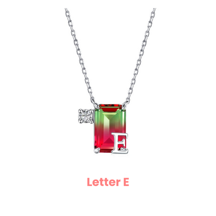 Anyco Necklace 925 Silver Red Gradient Initial Pendant with Zircon 5A Gift Jewelry for Women